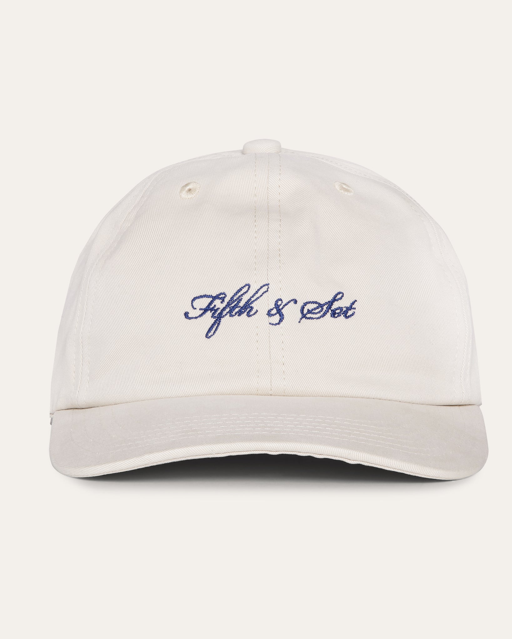 Beige cap with navy embroidered logo