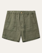 mens green linen fatigue shorts