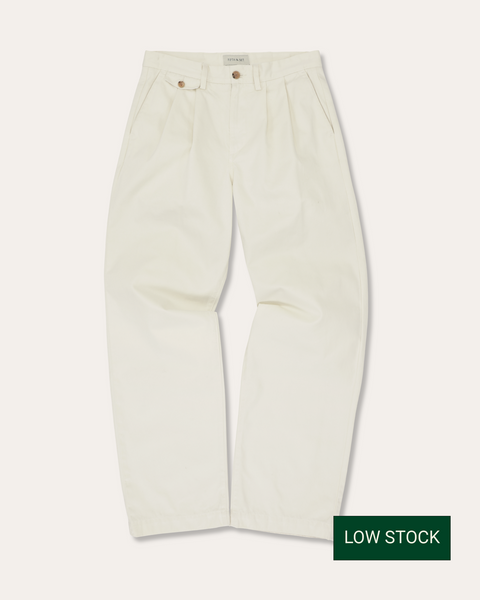 Double Pleated Cotton Chino - Cream – FIFTH & SET