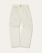 Cream pleated pants on a white background