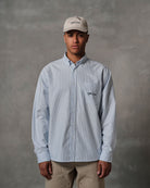 Blue striped men's casual shirt