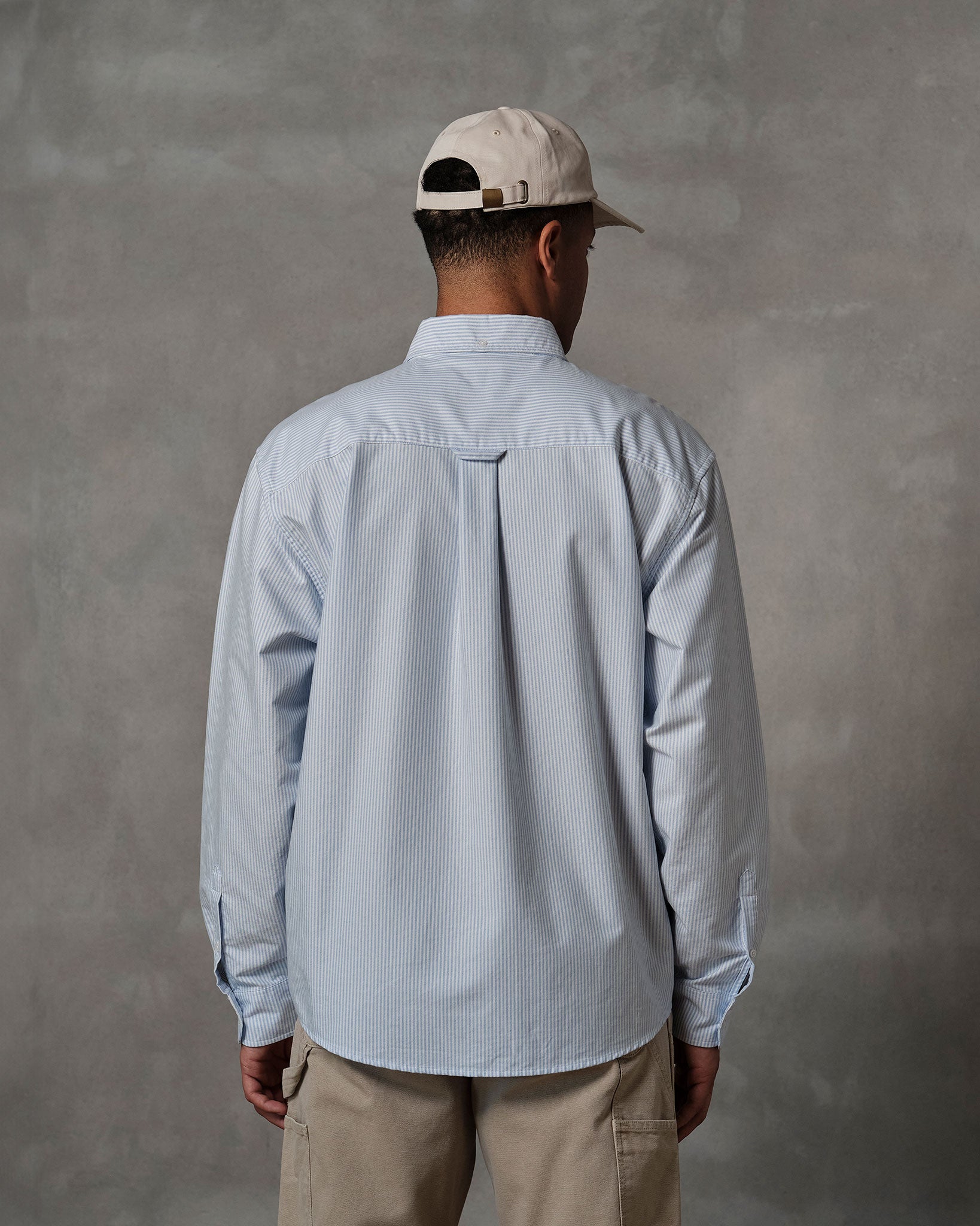 Blue striped men's casual shirt